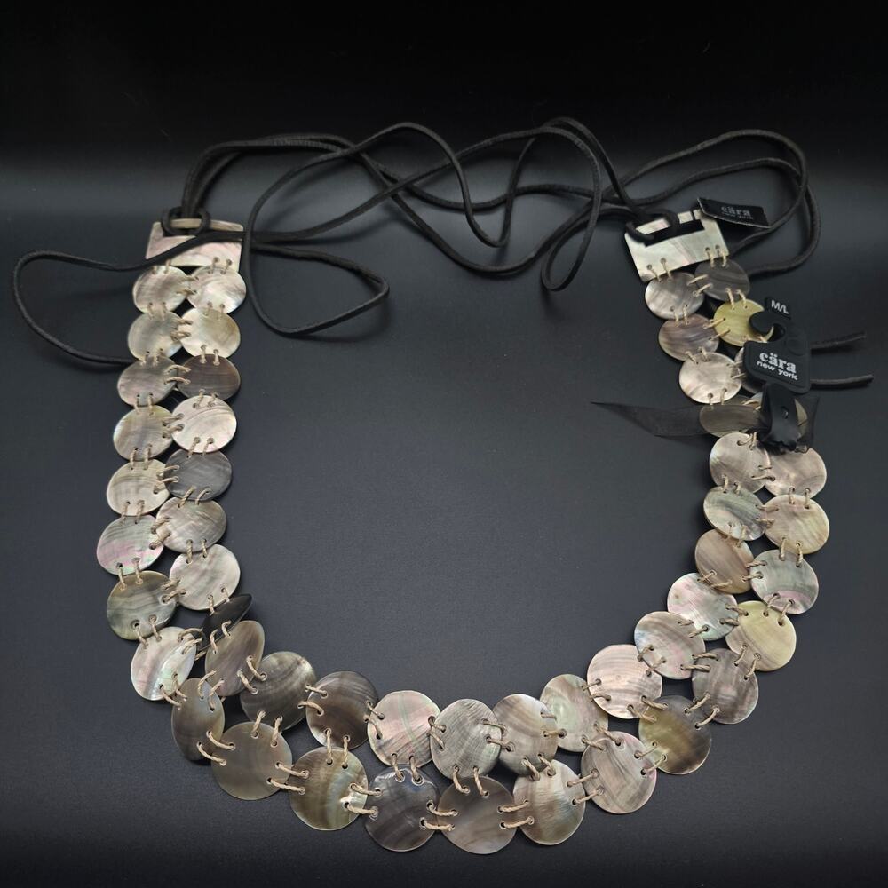 Cara NY Shell Belt Round Double Row Boho Beachy Women's Accessory